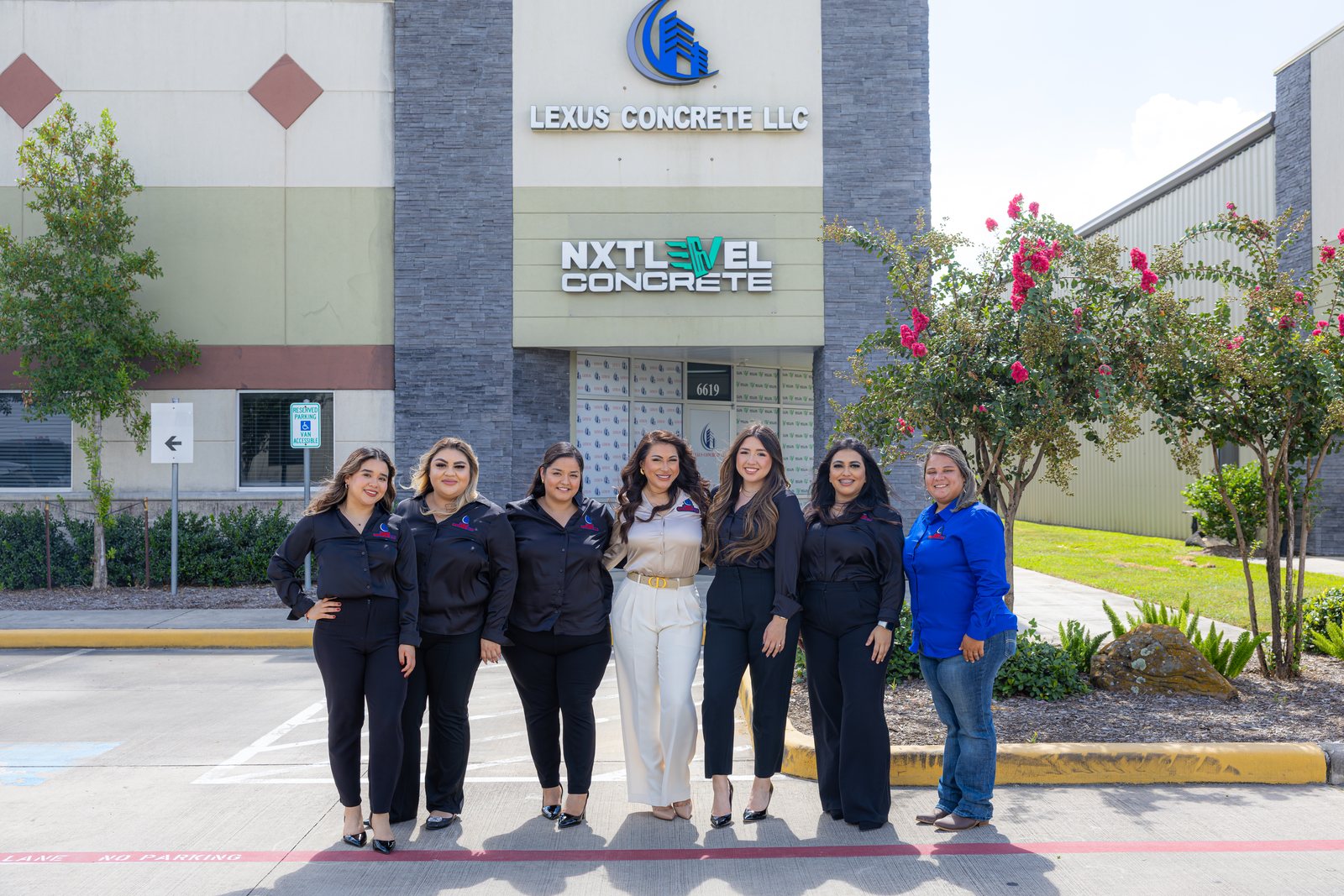 The Lexus Concrete front office team outside the company office in Houston, Texas