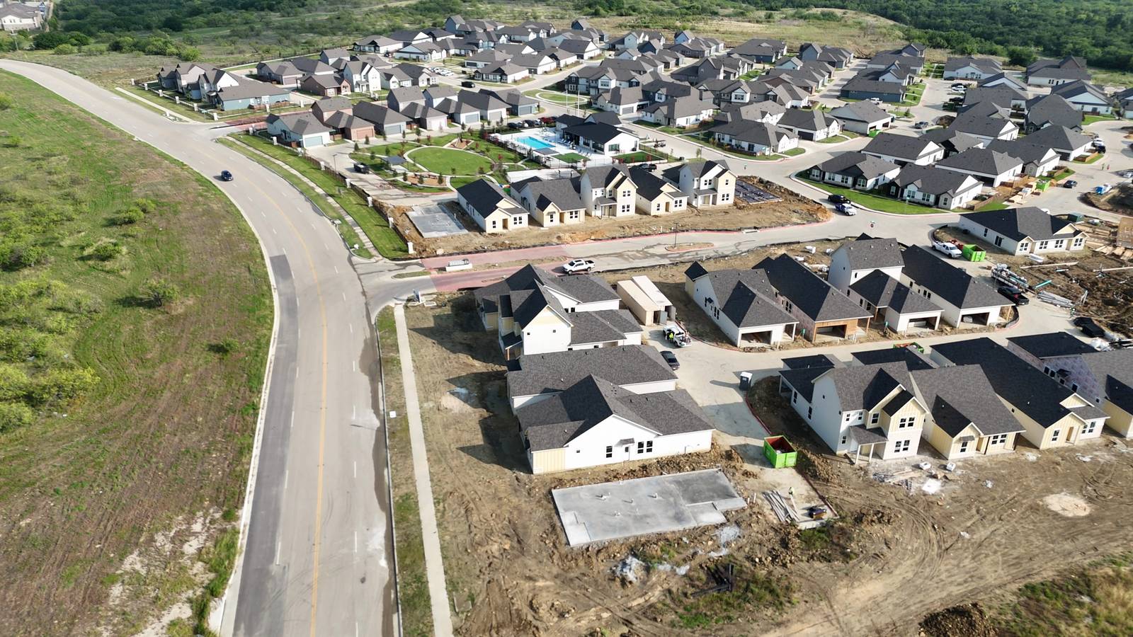 New homes and a residential slab in Midlothian, Dallas / Fort Worth